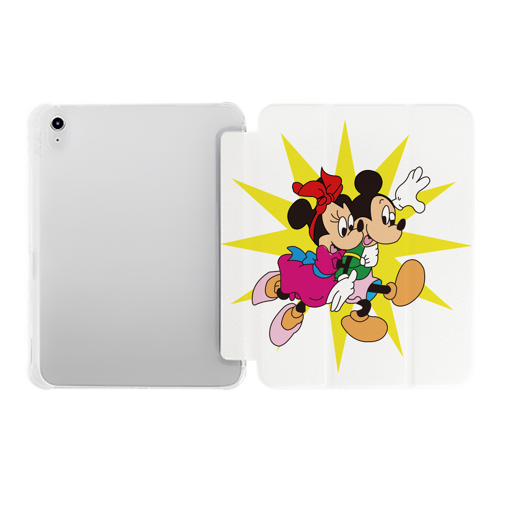 （画像用） ミッキーマウス Mickey Mouse IPad ケース ペン収納付き 三つ折りスタンド PUレザー×シリコン 対応機種9.5/10.5/10.9インチ